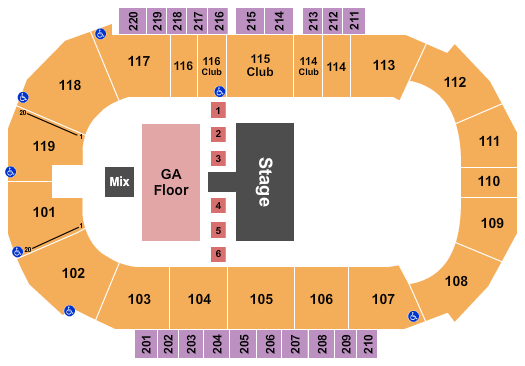 Showare Center Endstage GA Floor 2 Seating Chart