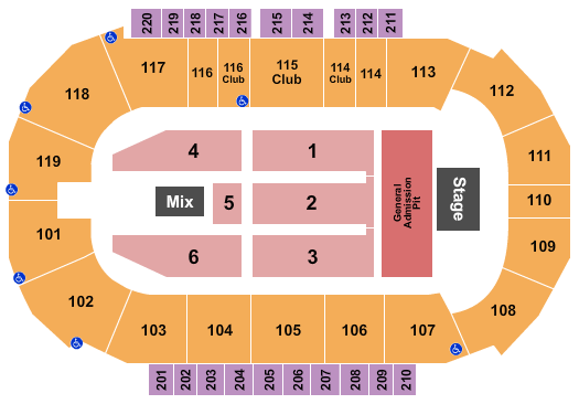 Showare Center Endstage GA Pit Seating Chart