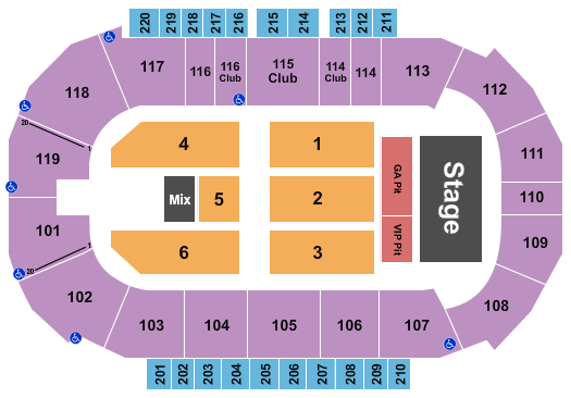 Showare Center Endstage GA & VIP Pit Seating Chart