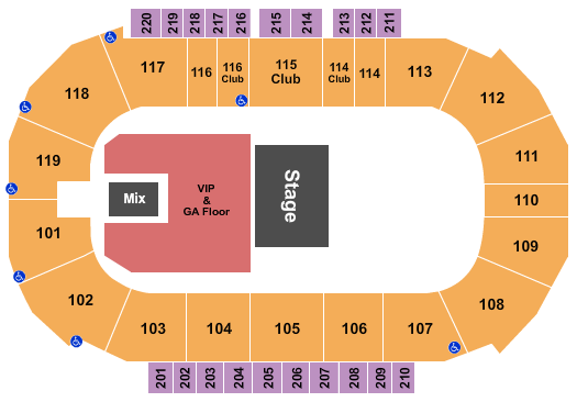 Showare Center VIP/GA Floor & GA Bowl Seating Chart