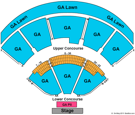 Shoreline Amphitheatre - CA General Admission Seating Chart