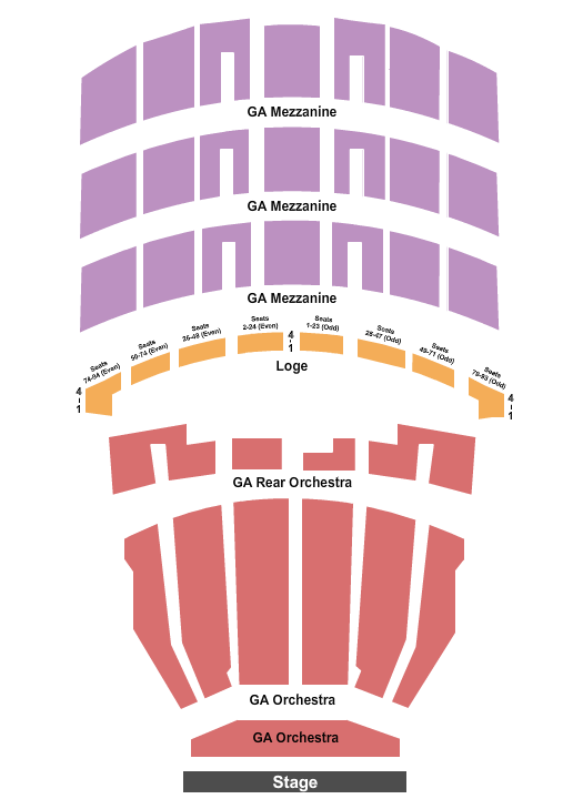 Shrine Auditorium - Los Angeles GA By Level Seating Chart