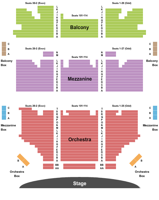 Shubert Theater - CT Seating Chart