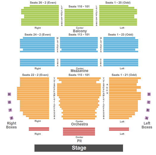 Shubert Theatre At The Boch Center Standard Seating Chart