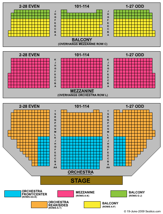 Shubert Theatre - NY End Stage Seating Chart