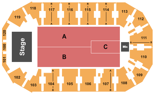 seating chart for Cable Dahmer Arena - Comedy - eventticketscenter.com