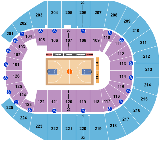Simmons Bank Arena Basketball - Globetrotters Seating Chart