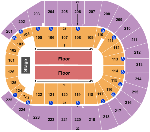 Simmons Bank Arena End Stage Seating Chart