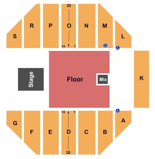 Sioux Falls Arena Endstage GA Floor 2 Seating Chart