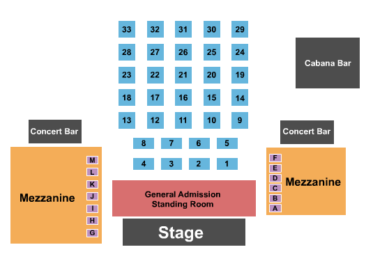 Skydeck on Broadway Endstage GA Tables Seating Chart