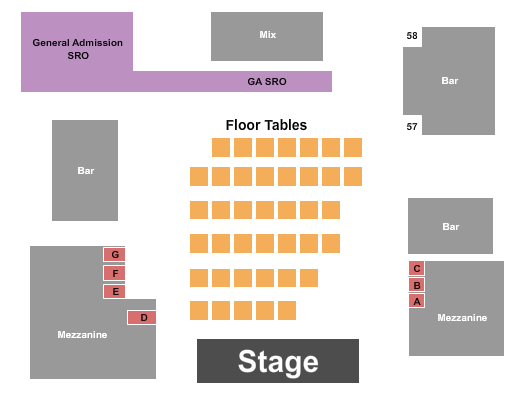 Skydeck on Broadway seating chart with row numbers