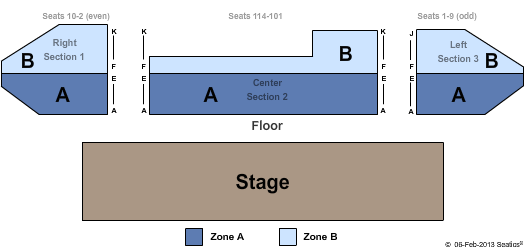 Smith Theatre Endstage - Zone Seating Chart