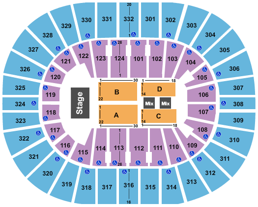 Smoothie King Center End Stage 3 Seating Chart