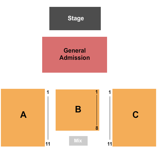 Snoqualmie Casino-Ballroom End Stage GA Seating Chart