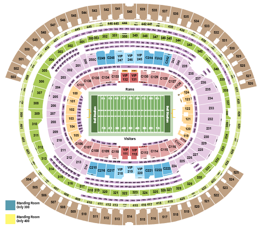 seating chart for SoFi Stadium Football - Rams - eventticketscenter.com