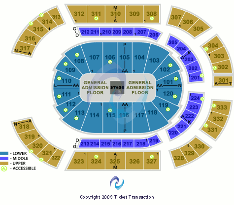 Bridgestone Arena Center Stage GA Seating Chart