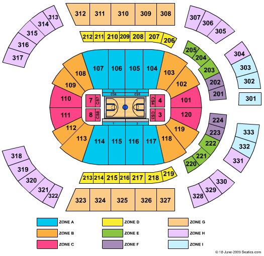 Bridgestone Arena SEC Basketball Seating Chart