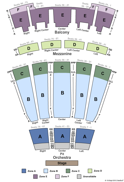 Meridian Hall End Stage No Pit Zone Seating Chart