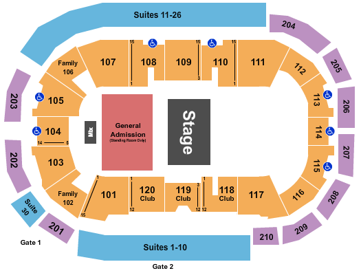 South Okanagan Events Centre Halfhouse GA Floor 2 Seating Chart