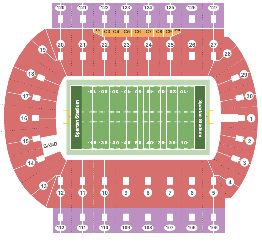 2020 Michigan State Spartans Football Season Tickets Includes Tickets To All Regular Season Home Games Spartan Stadium MI East Lansing MI