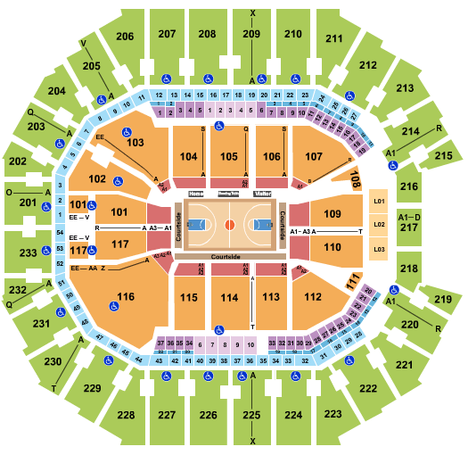 Charlotte Hornets seating chart at spectrum center in Charlotte for 2021 home playoff games, North Carolina