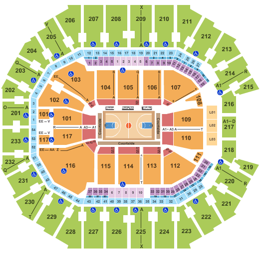 Spectrum Center Basketball 2016-17 Seating Chart