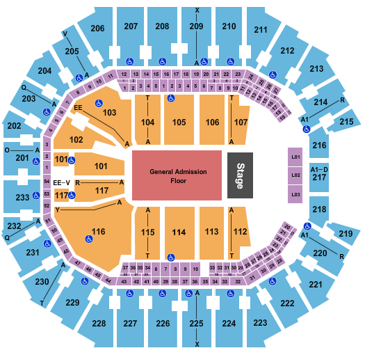 Spectrum Center Endstage GA Seating Chart