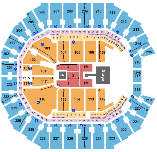 Spectrum Center Endstage GA Pit w/ Catwalk Seating Chart