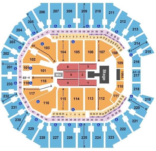 Spectrum Center Endstage Rsvd w/ Catwalk Seating Chart