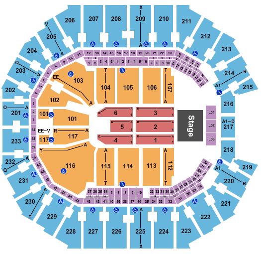 Spectrum Center End Stage Seating Chart