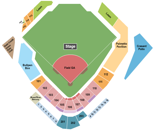 Segra Park Concert - Field GA Seating Chart