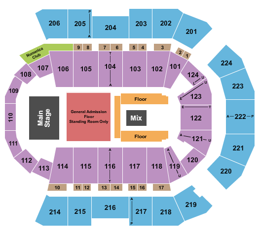 Spokane Arena Endstage - Half GA Seating Chart
