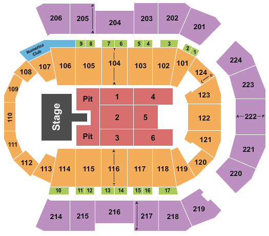 Spokane Arena Endstage Pit w/ Catwalk Seating Chart