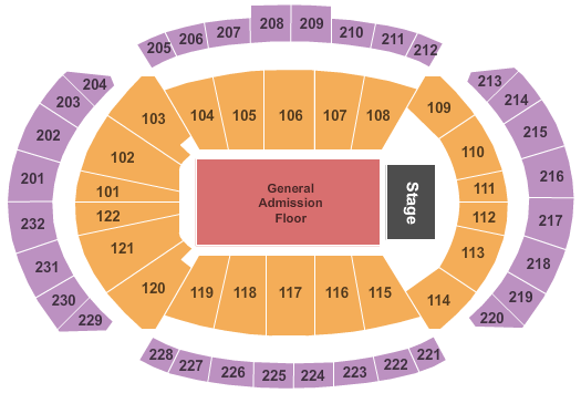 seating chart for T-Mobile Center - End Stage GA Floor - eventticketscenter.com