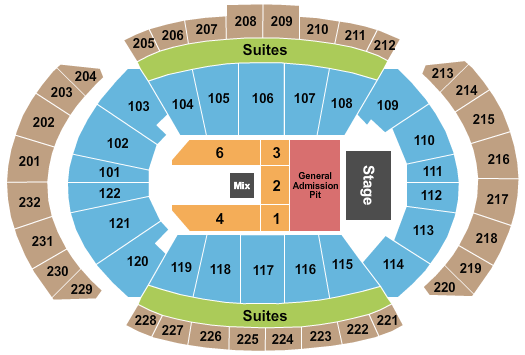 seating chart for T-Mobile Center - Five Finger Death Punch 2 - eventticketscenter.com