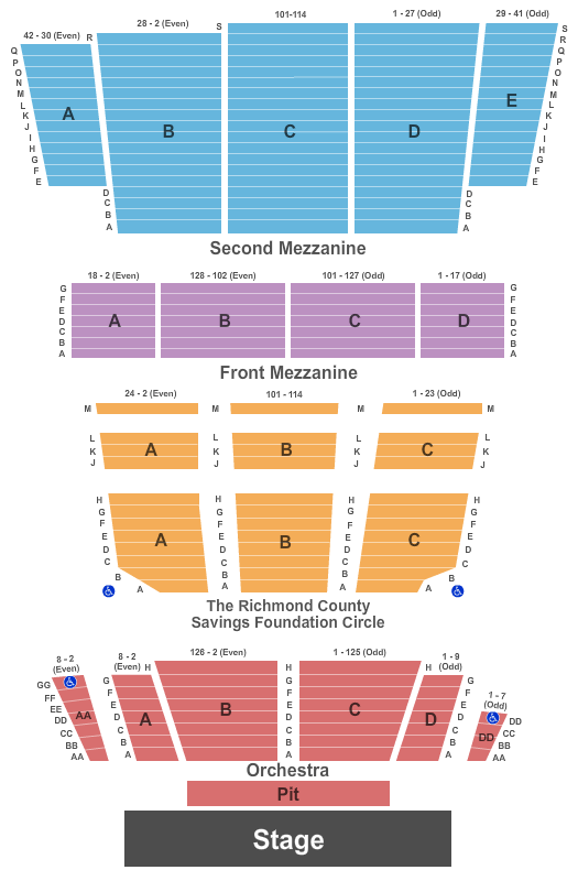 seating chart for St. George Theatre - Endstage 3 - eventticketscenter.com