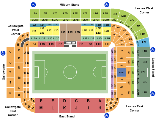 St James' Park Soccer - Static Seating Chart