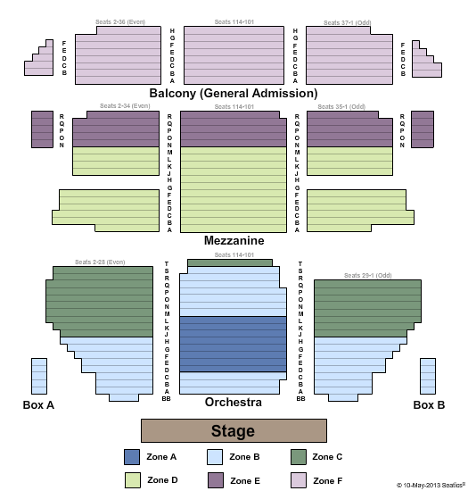 St. James Theatre End Stage GA - Zone Seating Chart