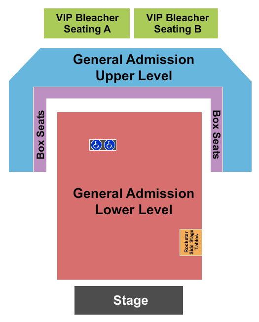 Stage AE GA Floor/VIP Bleachers Seating Chart