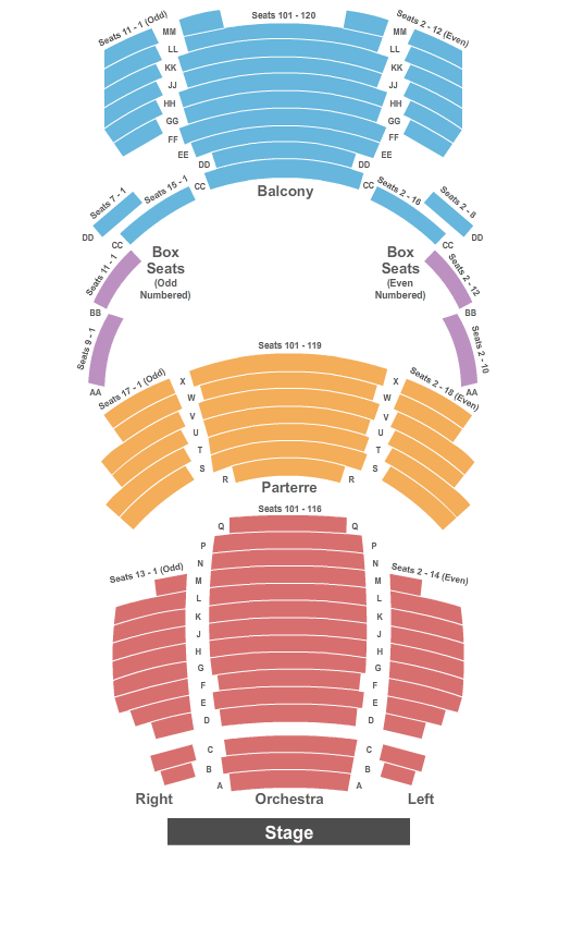 Stage One at Harris Center for the Arts Seating Map