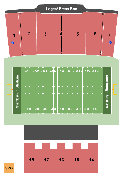 seating chart for Stambaugh Stadium - Football 2019 - eventticketscenter.com