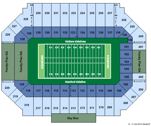 Stanford Stadium Football - 3 GA sections Seating Chart