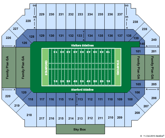 Stanford Stadium Football - 4 GA sections Seating Chart