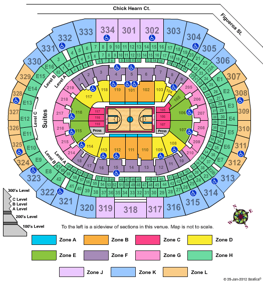 Crypto.com Arena PAC12 2012 - Zone Seating Chart