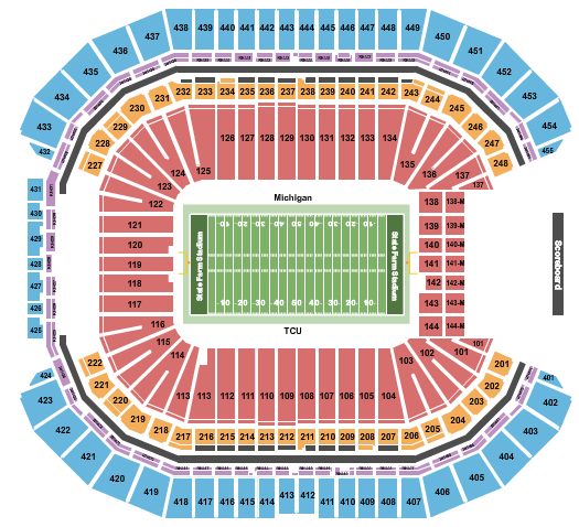State Farm Stadium 2022 Fiesta Bowl Seating Chart