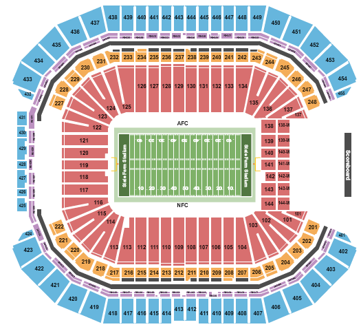 seating chart for State Farm Stadium - Super Bowl LVII - eventticketscenter.com