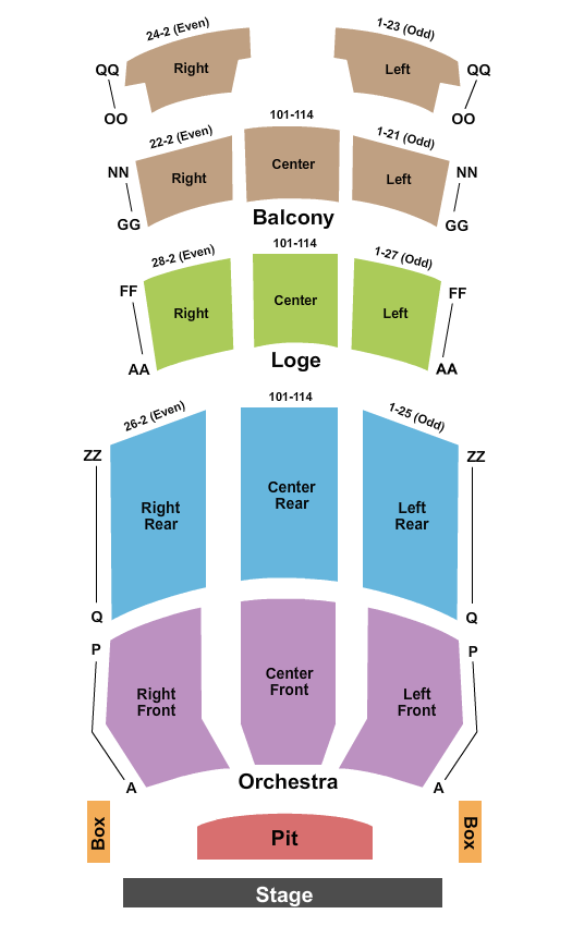 State Theatre - Easton End Stage Seating Chart