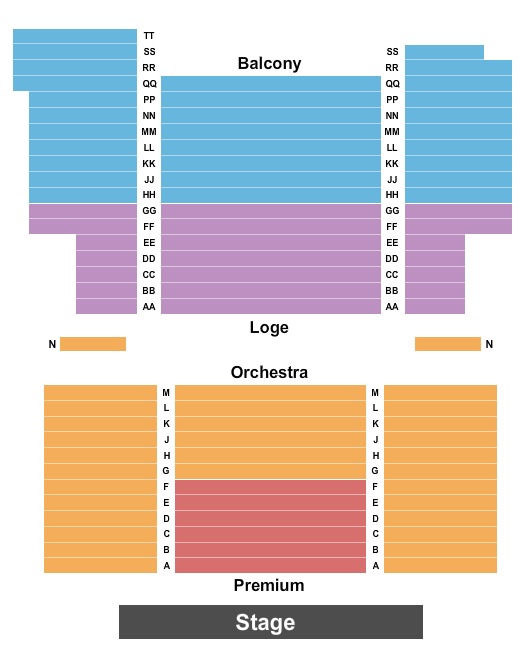 State Theatre for the Arts Endstage with Premium Seating Chart