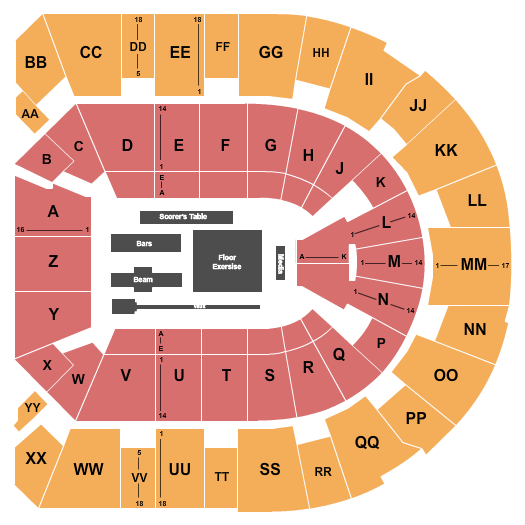 Stegeman Coliseum NCAA Regional Gymnsastics Championships Seating Chart