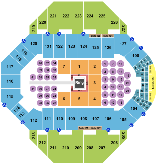 Landon Arena At Stormont Vail Events Center Boxing with Tables Seating Chart